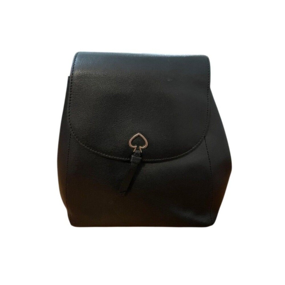 Kate Spade Adel Medium Flap Backpack Bag Black Grain Leather WKRU6412